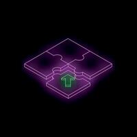Upload icon under puzzle pieces showing integration and teamwork vector