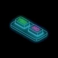 Neon yes no buttons showing choice and decision making vector
