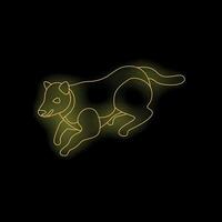 Golden labrador retriever running with neon light effect on black background vector