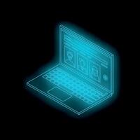 Online recruitment platform showing candidate profiles on a laptop, isometric view vector