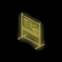 Glowing neon flip chart showing business plan on black background vector