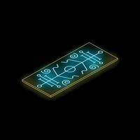 Electronic circuit board showing futuristic microchip technology with glowing neon light vector