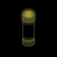 Glowing neon battery icon on dark background symbolizing power and energy vector