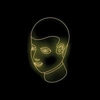 Neon yellow glowing head on black background representing artificial intelligence vector