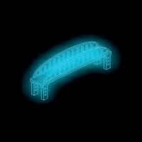 Glowing bridge spanning the darkness, isometric neon structure vector