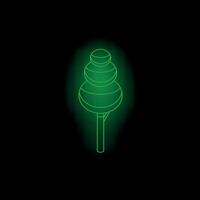 Green neon tree shining in the dark representing nature and technology vector