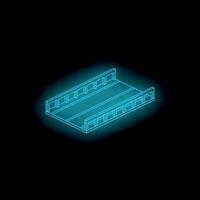 Glowing neon bridge connecting two sides on dark background vector