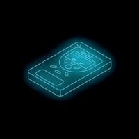 Neon pos terminal showing payment processing on dark background vector