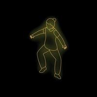 Nurse performing dynamic balancing exercise with neon light effect vector