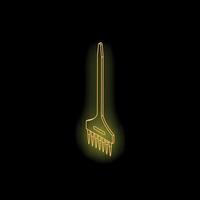 Glowing neon yellow multi pipette dispensing tool on black background vector