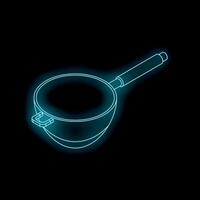 Glowing neon wok isometric view on black background vector