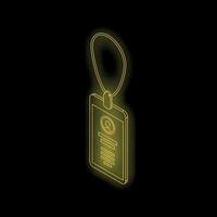 Glowing yellow identification card hanging on lanyard in isometric view vector