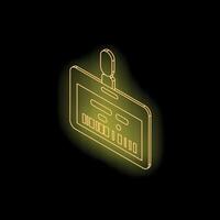 Neon yellow id card or name tag icon representing identity and security vector