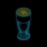 Neon style chalice glowing on dark background, isometric projection of a futuristic goblet vector