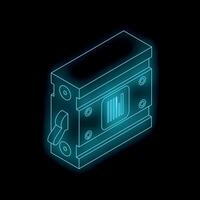 Glowing neon linear actuator with toggle switch and signal display vector