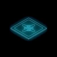 Glowing neon blue crossed bandage on square surface isometric view vector