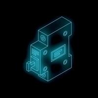 Glowing neon light circuit breaker on black background vector
