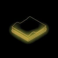 Neon yellow layers stacking on black background representing modern technology vector