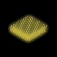 Stack of perforated plates glowing on black background vector