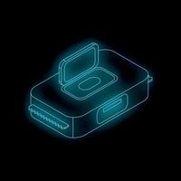 Glowing wet wipes package on black background vector