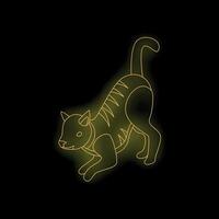Playful neon cat getting ready to pounce in the dark vector