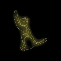 Playful neon cat reaching up with paws extended vector