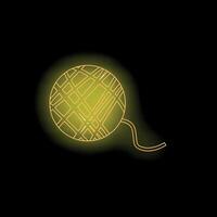 Neon yellow yarn ball glowing on dark background representing craft and hobby vector