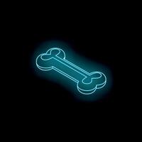 Glowing neon bone icon on black background representing health or pet shop vector