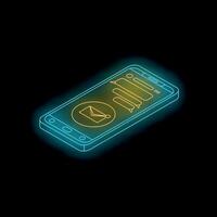 Neon smartphone showing email and chatting isometric view vector