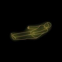 Businessman floating in zero gravity showing thumbs up gesture with neon light effect vector