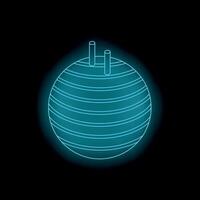 Glowing blue sphere with two protruding cylinders on dark background vector