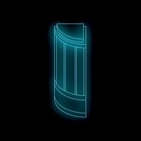 Neon blue glowing building on black background representing modern architecture vector