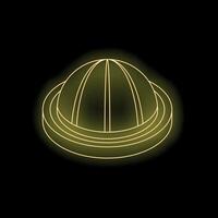 Neon yellow citrus juicer on black background vector
