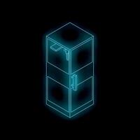 Glowing refrigerator light painting representing cold storage in isometric view vector