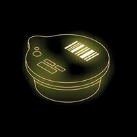 Glowing coffee pod with barcode and label showing modern beverage technology vector