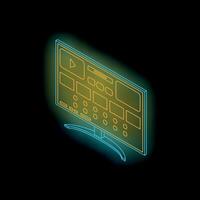 Neon streaming platform interface showing on modern smart tv screen vector