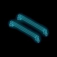 Glowing roof rack bars isometric projection on dark background vector