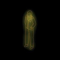 Sheriff posing with hands on hips, isometric neon style illustration on black background vector