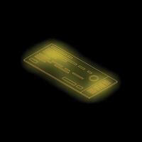 Glowing neon ticket isometric projection on dark background vector