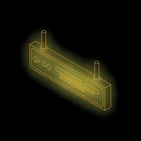 Glowing isometric billboard showing left arrow and two circles vector