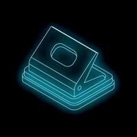 Neon hole punch on a black background, isometric view vector