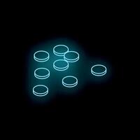 Neon blue pills forming an abstract shape on dark background vector