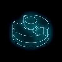 Glowing futuristic mechanical gear rotating on black background vector