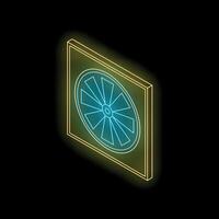 Cooling fan with neon light effect isolated on black background, isometric view vector