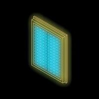 Glowing neon air filter replacing isometric icon isolated on black background vector