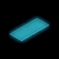 Neon blue perforated isometric surface glowing on dark background vector