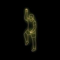 Man dancing and raising hand in neon light style vector
