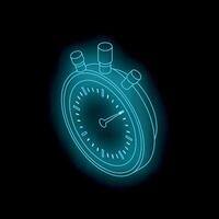 Glowing stopwatch measuring time on dark background vector