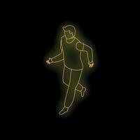 Man running, neon sign, yellow light on black background, isometric view vector