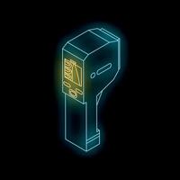 Glowing neon thermal scanner showing temperature on display vector